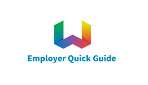 On a white background, in the middle of the image is the Worktopia logo. Below it in blue reads, "Employer Quick Guide".